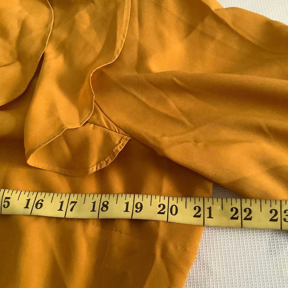 Eloquii Mustard Yellow Ruffle Lace Up High Low Maxi Dress Womens Size 14 Boho - Picture 16 of 16